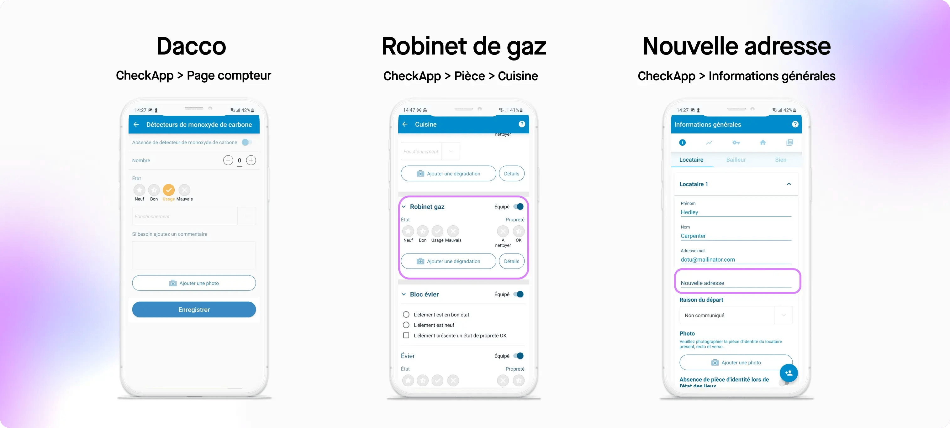 Evolutions apportées à la CheckApp