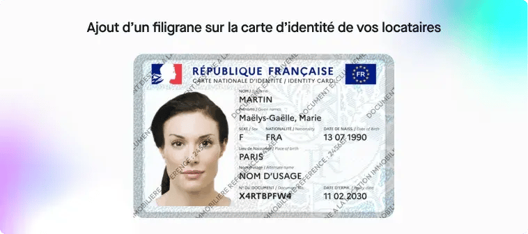 Carte d'identité avec filigrane apposé par Check & Visit