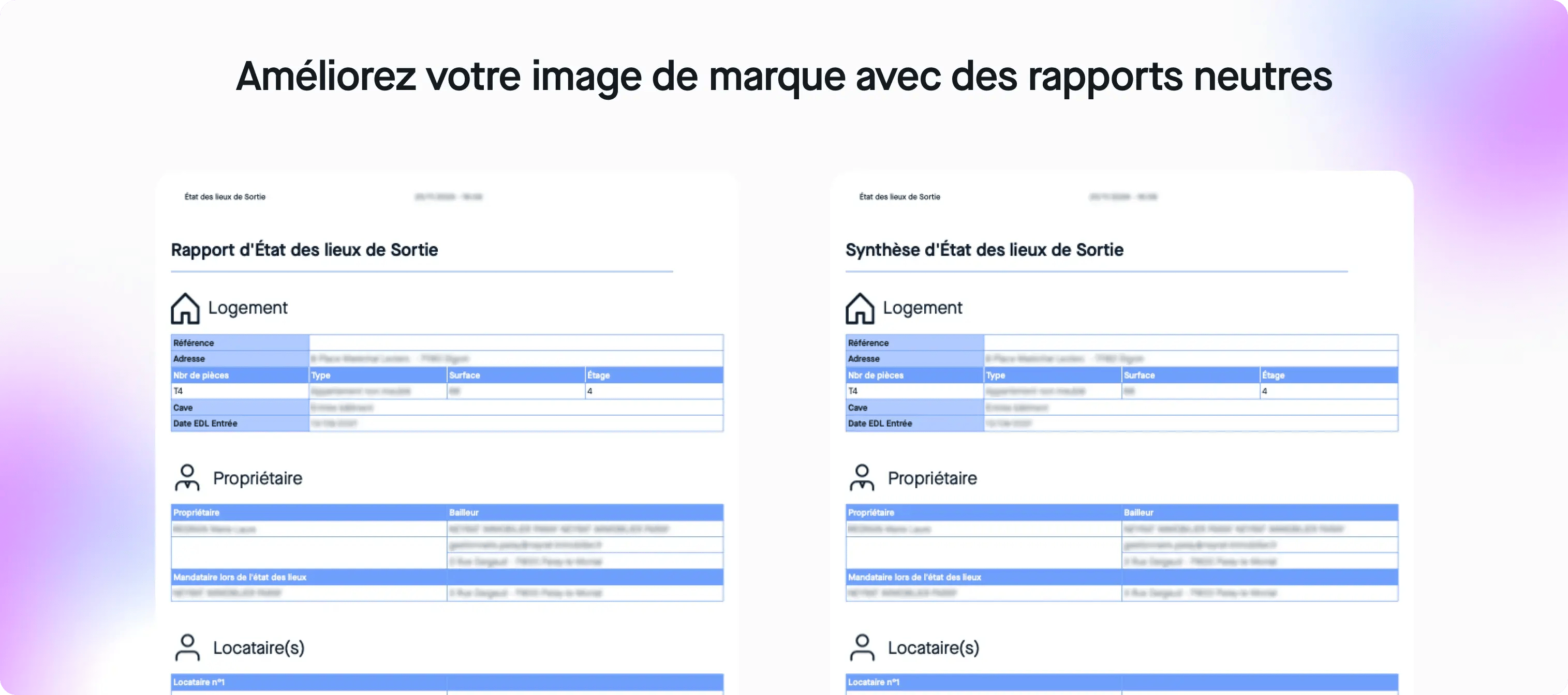 Rapports Check & Visit neutre, sans logo